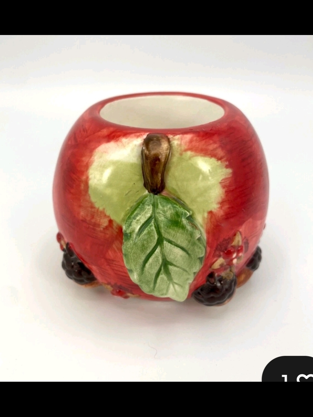 Yankee Candle Red and Green Apple  Ceramic Accessory Candle Holder Beautiful